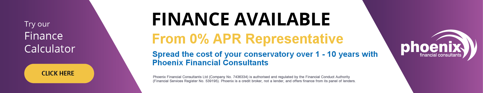 Finance Available for Conservatories, From 0% APR Representative, Phoenix Financial Consultants