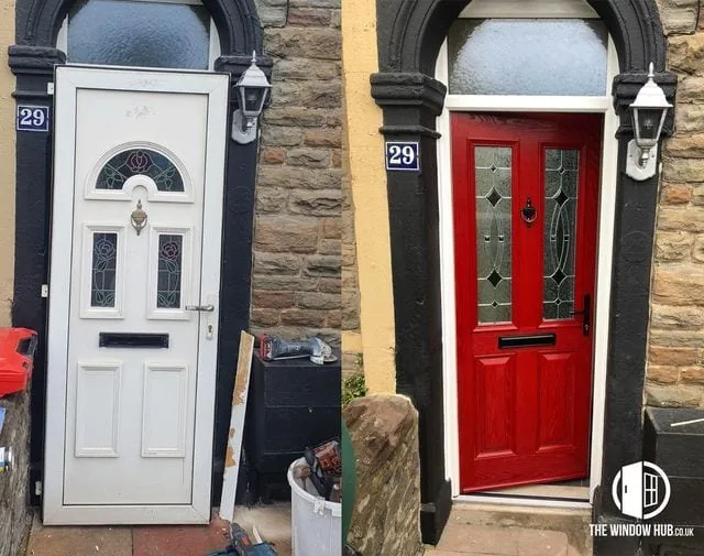 Bright Red Pinhal Door, installed by The Window Hub